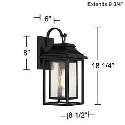 John Timberland Cecile 18 1/4" High Shiny Black Framed Box Outdoor Wall Light