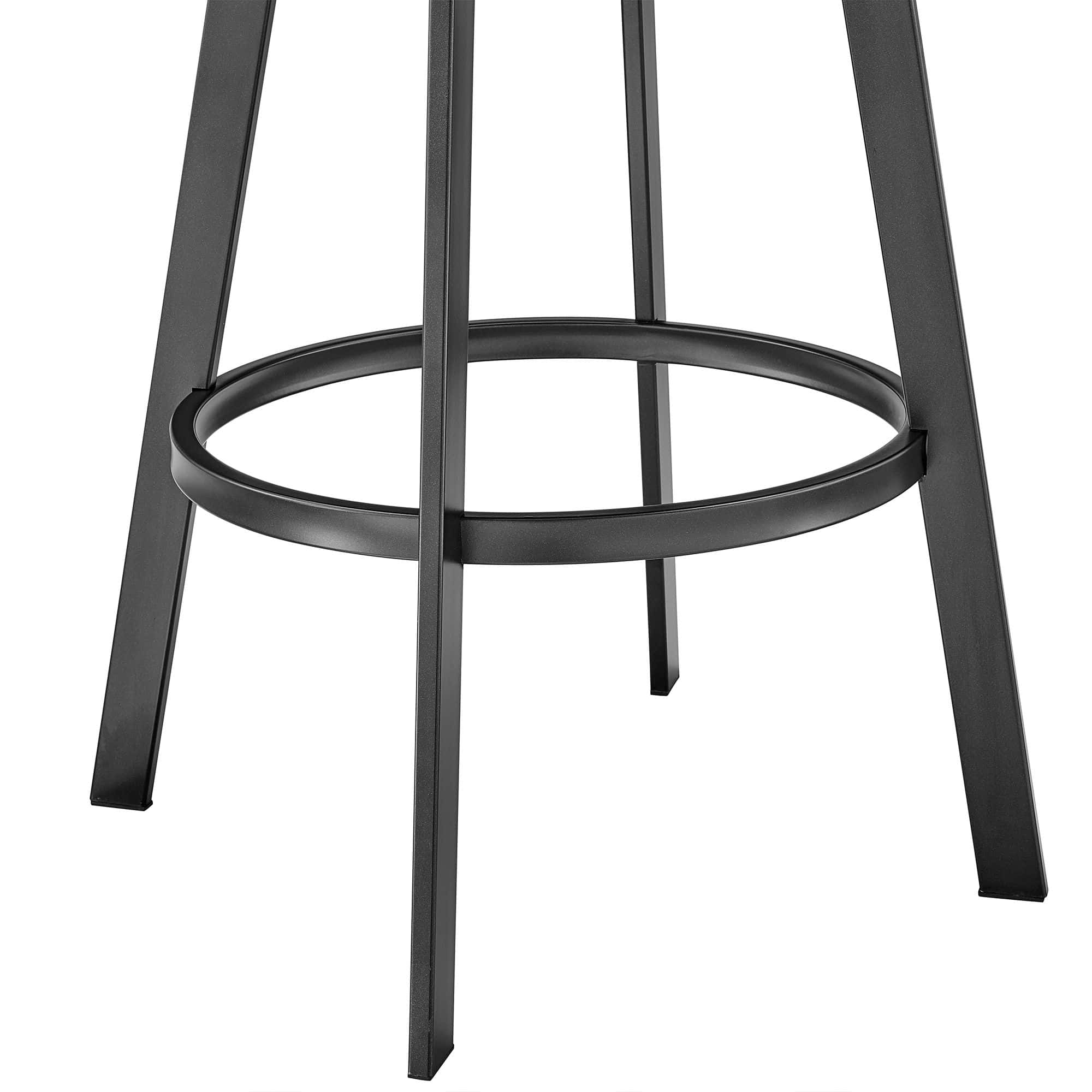 Armen Living Chelsea 25" Black Faux Leather Metal Swivel Counter Stool