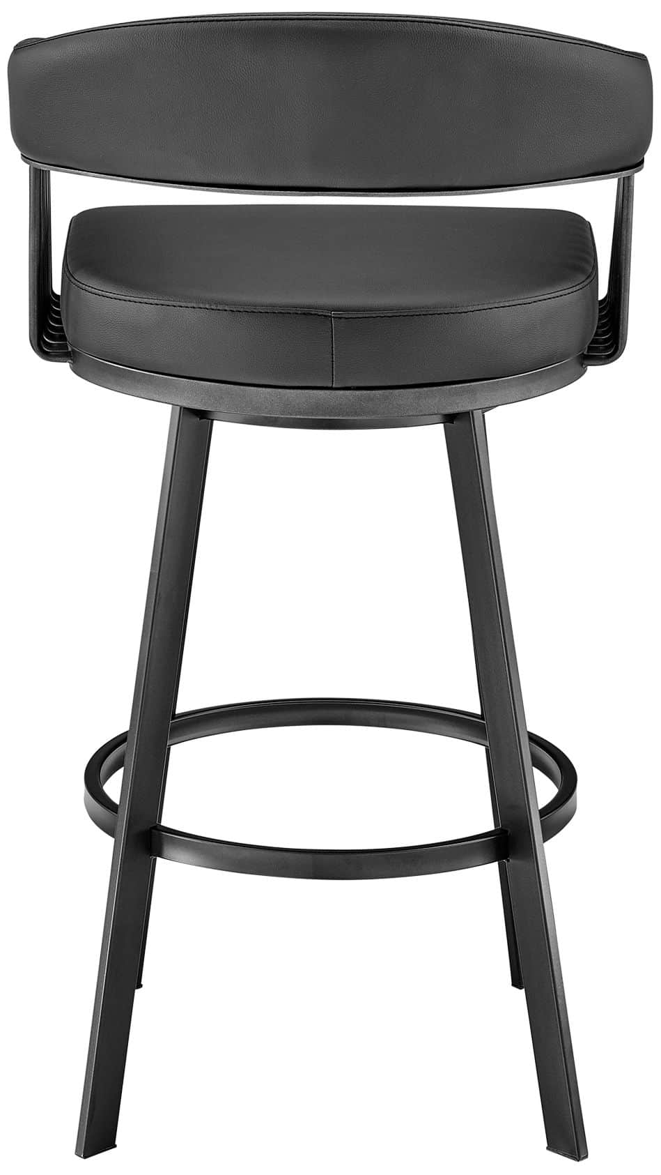 Armen Living Chelsea 25" Black Faux Leather Metal Swivel Counter Stool