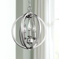 Generation Lighting Corinne 11 1/4" Wide Orb Globe Nickel and Crystal Mini Pendant