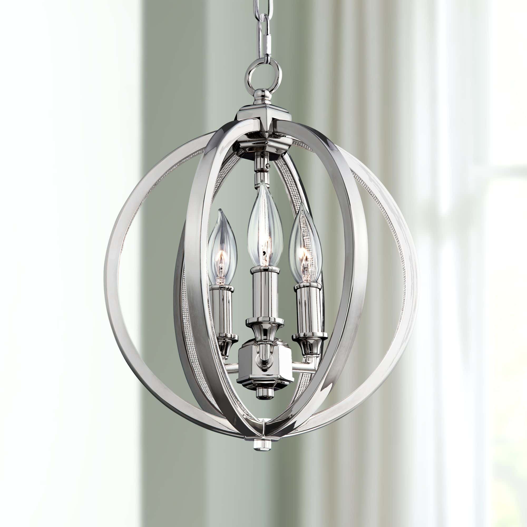 Generation Lighting Corinne 11 1/4" Wide Orb Globe Nickel and Crystal Mini Pendant