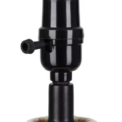 Better Homes & Gardens 18" Woven Rattan Table Lamp, Natural Finish with Black Metal Accents