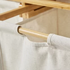 Better Homes & Gardens 35L 2-Bin Rectangular Bamboo Laundry Sorter with Removable Linen Liner, Natural Wood & Vanilla Dream