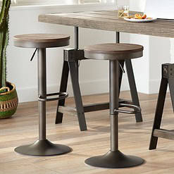 LumiSource Dakota Brown Antique Adjustable Swivel Bar Stools Set of 2