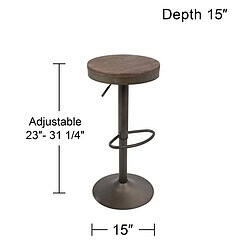 LumiSource Dakota Brown Antique Adjustable Swivel Bar Stools Set of 2