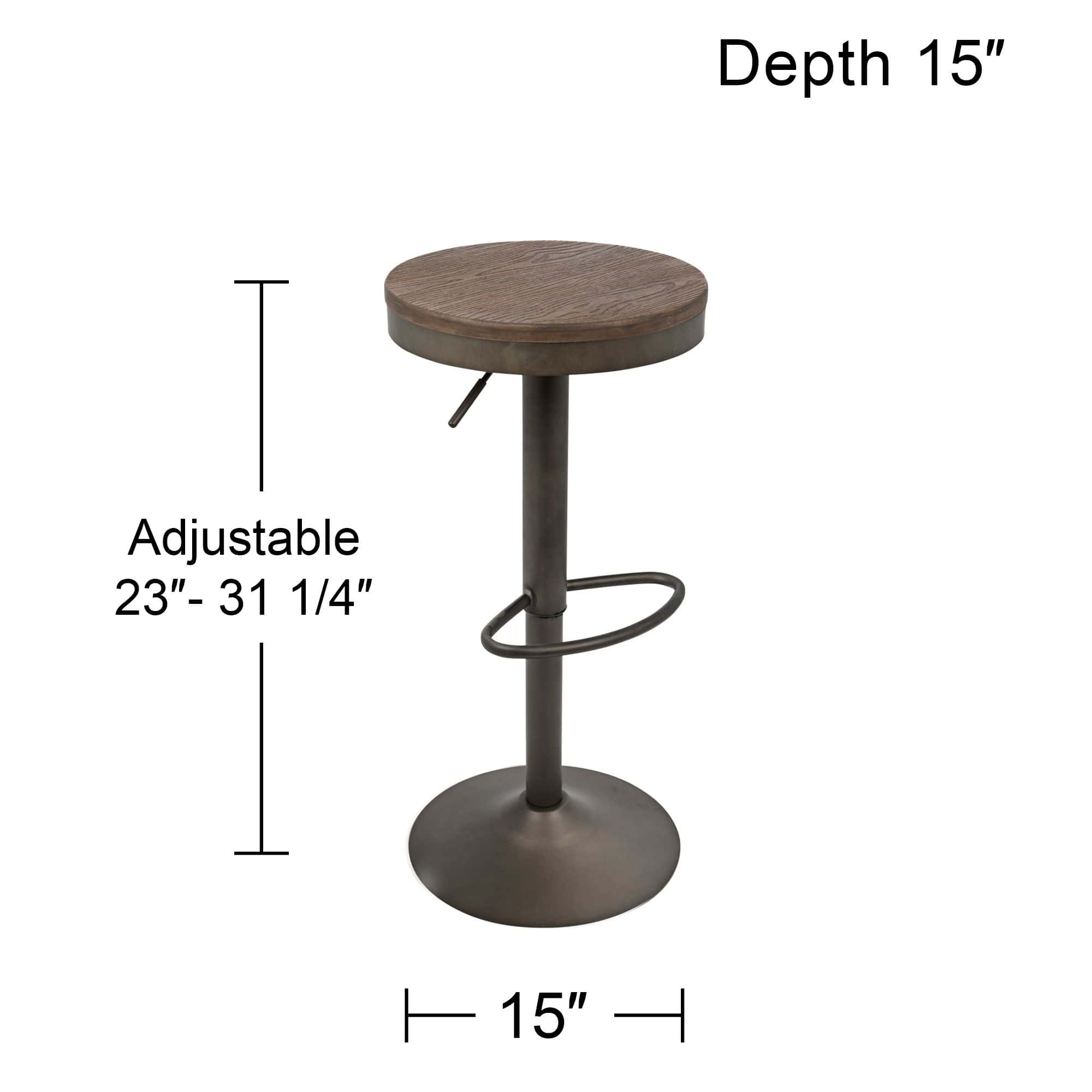 LumiSource Dakota Brown Antique Adjustable Swivel Bar Stools Set of 2