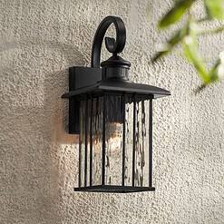 John Timberland Deaver 15 1/2" Matte Black Motion Sensor Outdoor Wall Light