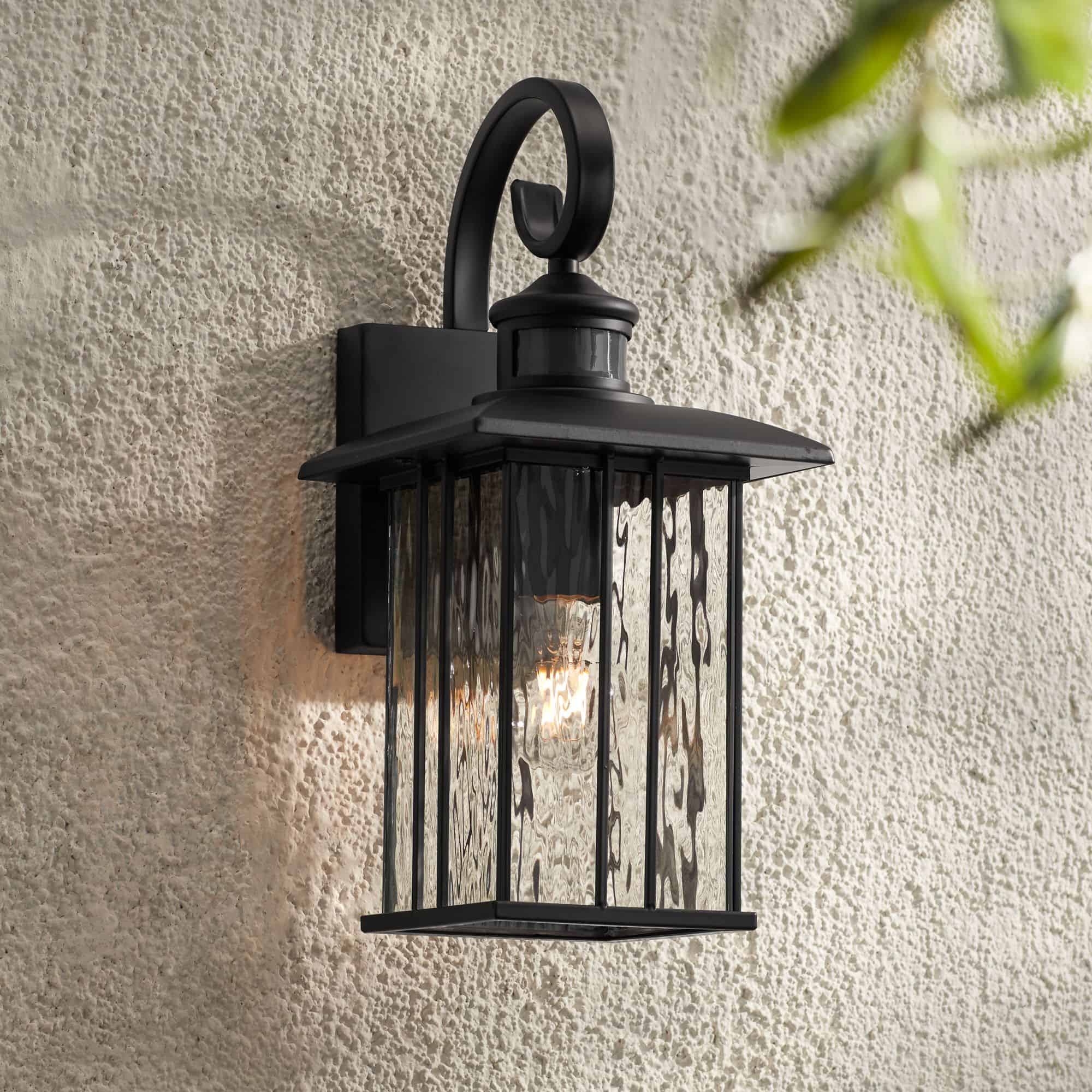 John Timberland Deaver 15 1/2" Matte Black Motion Sensor Outdoor Wall Light