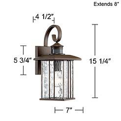 John Timberland Deaver 15 1/4" High Bronze Motion Sensor Outdoor Wall Light Set of 2
