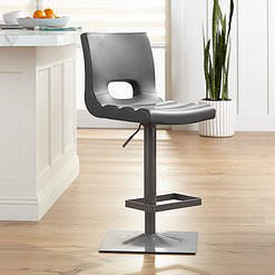 Sunpan Modern Donovan Gray Faux Leather Adjustable Swivel Bar Stool