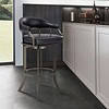 Armen Living Edy 30" Black Faux Leather Swivel Barstool
