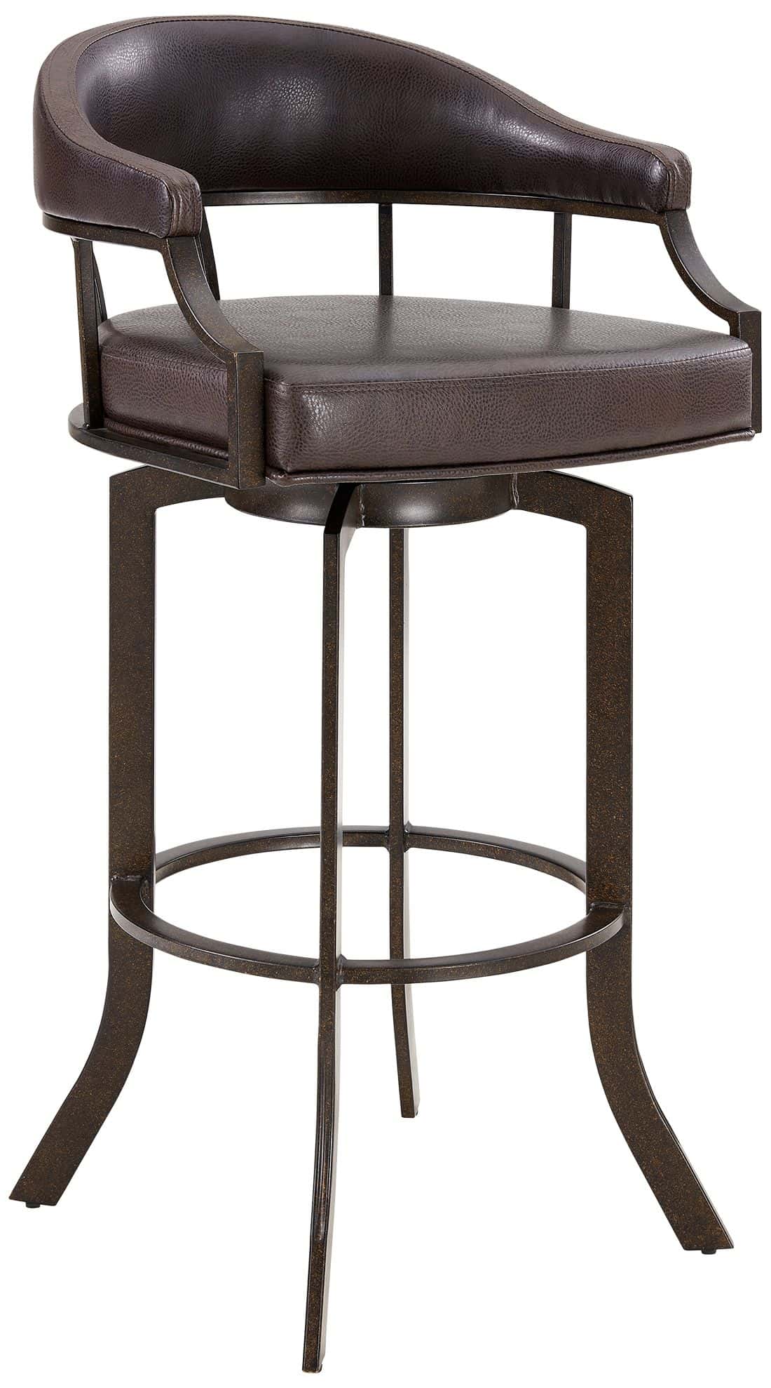 Armen Living Edy 30" Brown Faux Leather Swivel Barstool