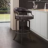Armen Living Edy 30" Brown Faux Leather Swivel Barstool