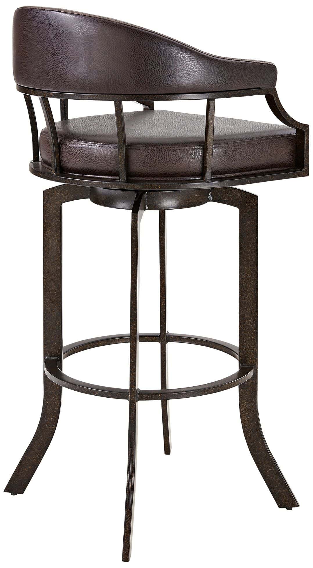 Armen Living Edy 30" Brown Faux Leather Swivel Barstool