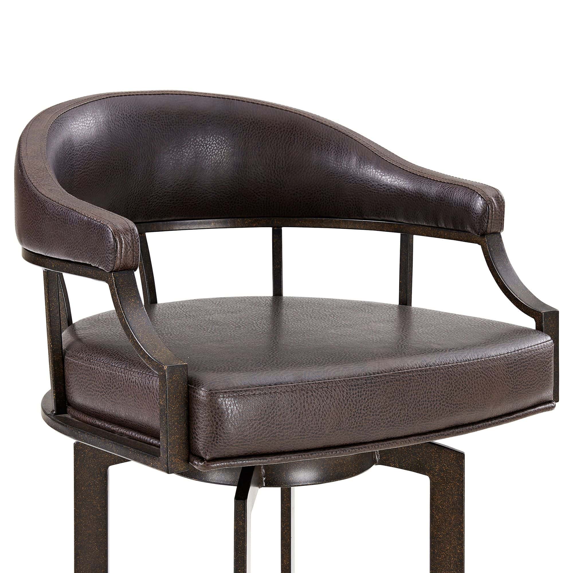 Armen Living Edy 30" Brown Faux Leather Swivel Barstool