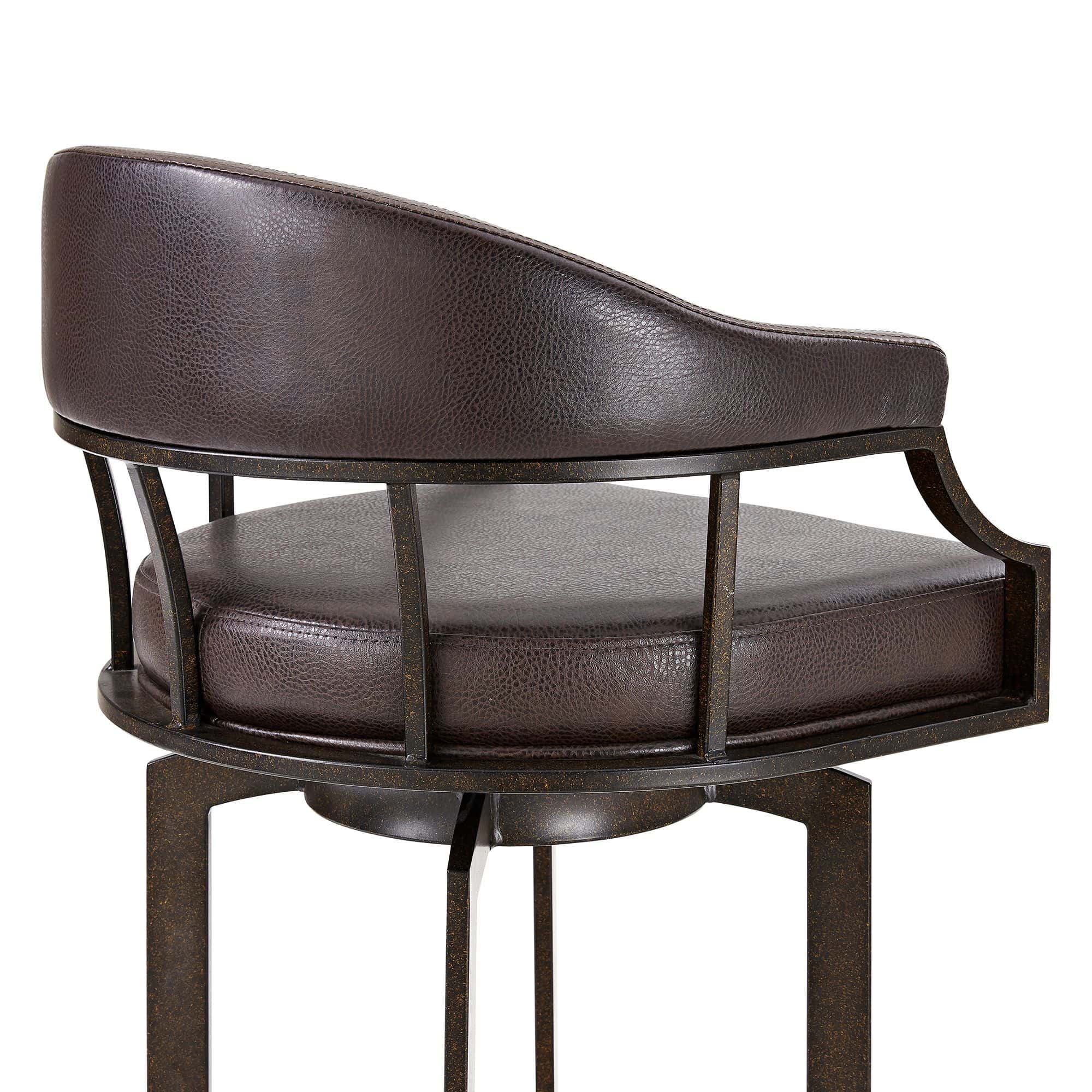 Armen Living Edy 30" Brown Faux Leather Swivel Barstool