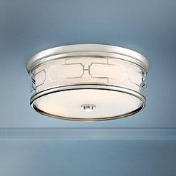Flush Mount 16" Wide Polished Nickel Drum LED Ceiling Light