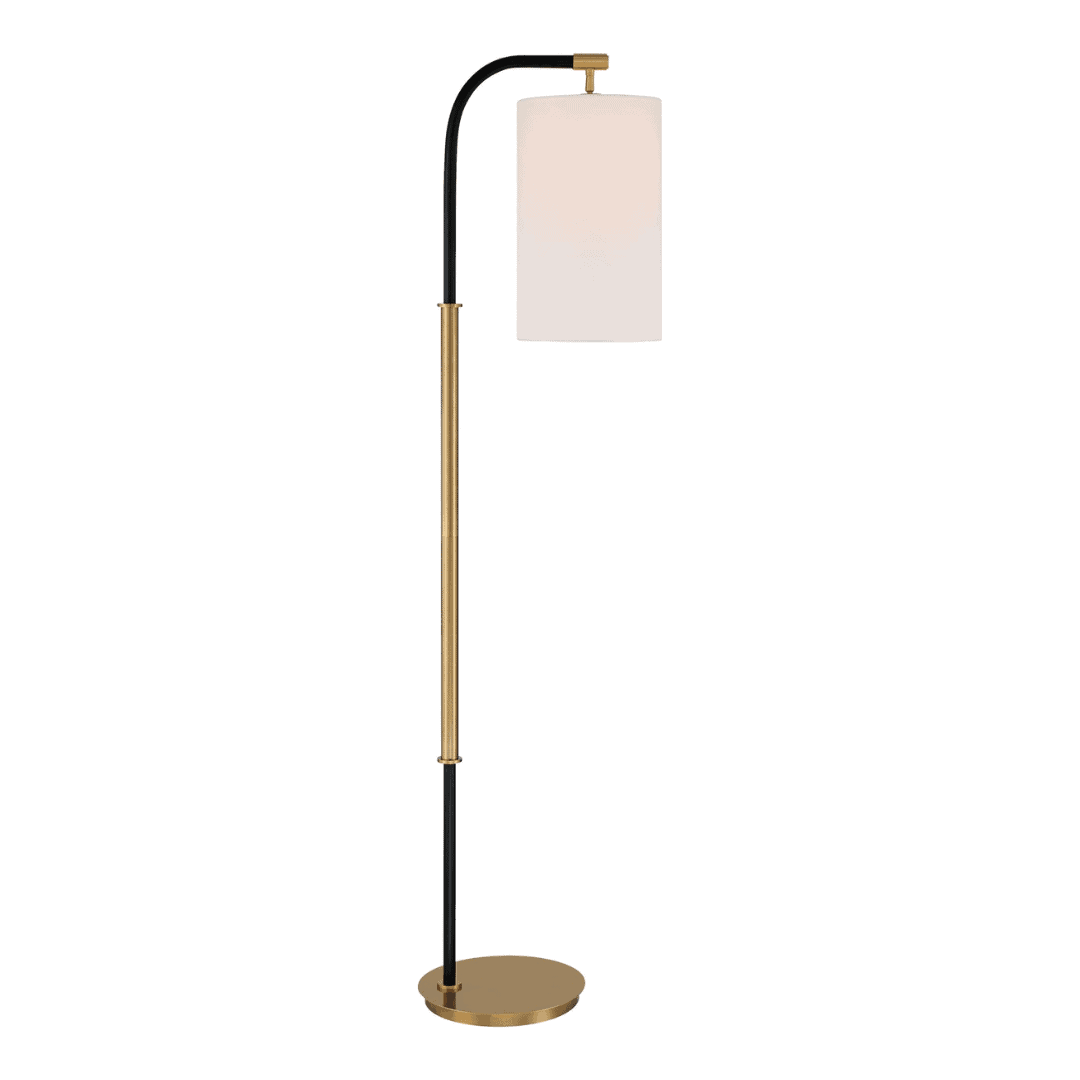Possini Euro Sausalito 67" Downbridge Black and Warm Gold Floor Lamp
