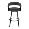 Armen Living Chelsea 25" Black Faux Leather Metal Swivel Counter Stool