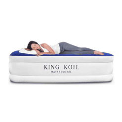 King Koil Luxury Twin Air Mattress with Built-in High Speed Pump for Camping, Home & Guests