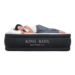 King Koil Luxury Plush Pillow Top Queen Size Air Mattress with Built-in High-Speed Pump