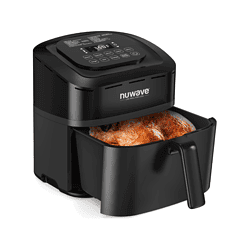 Nuwave Brio 10-in-1 Air Fryer 7.25Qt, Dishwasher Safe Basket, and App with 100+ Recipes - Black