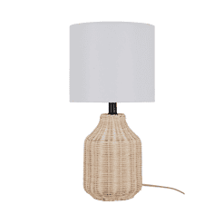 Better Homes & Gardens 18" Woven Rattan Table Lamp, Natural Finish with Black Metal Accents