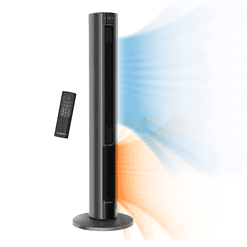 Lasko Oscillating All Season Tower Fan and Space Heater in One for Home with Adjustable Thermostat,1500W, Gray