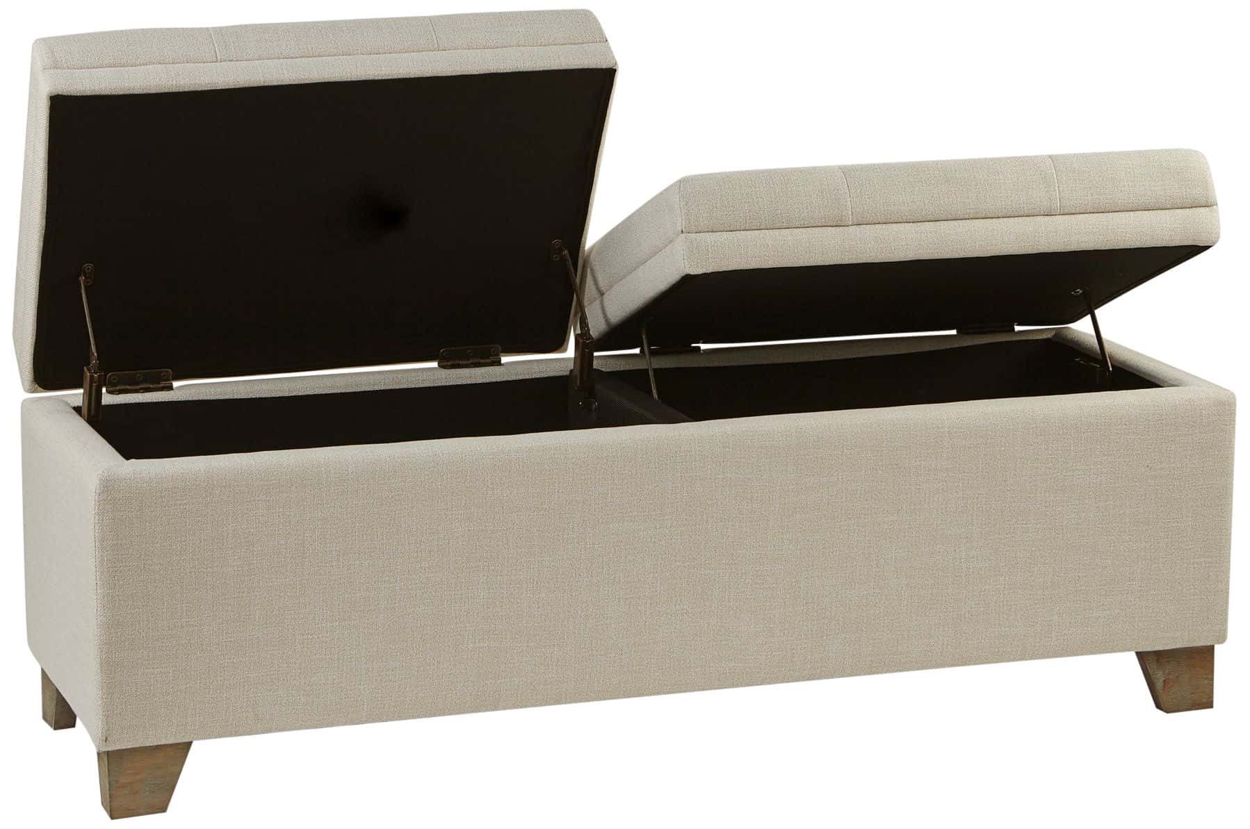 Madison Park Jaxon 52 1/2" Wide Natural Fabric Tufted Storage Bench