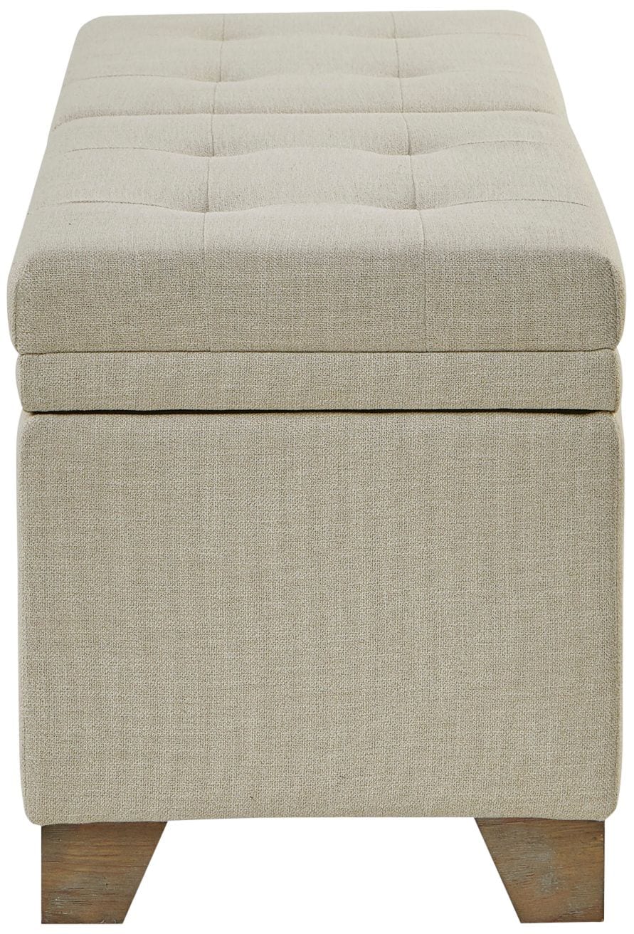 Madison Park Jaxon 52 1/2" Wide Natural Fabric Tufted Storage Bench