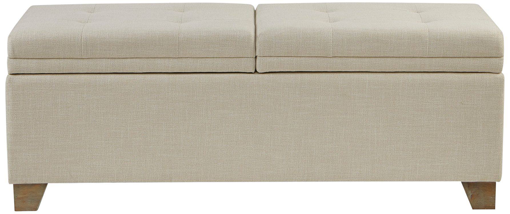Madison Park Jaxon 52 1/2" Wide Natural Fabric Tufted Storage Bench