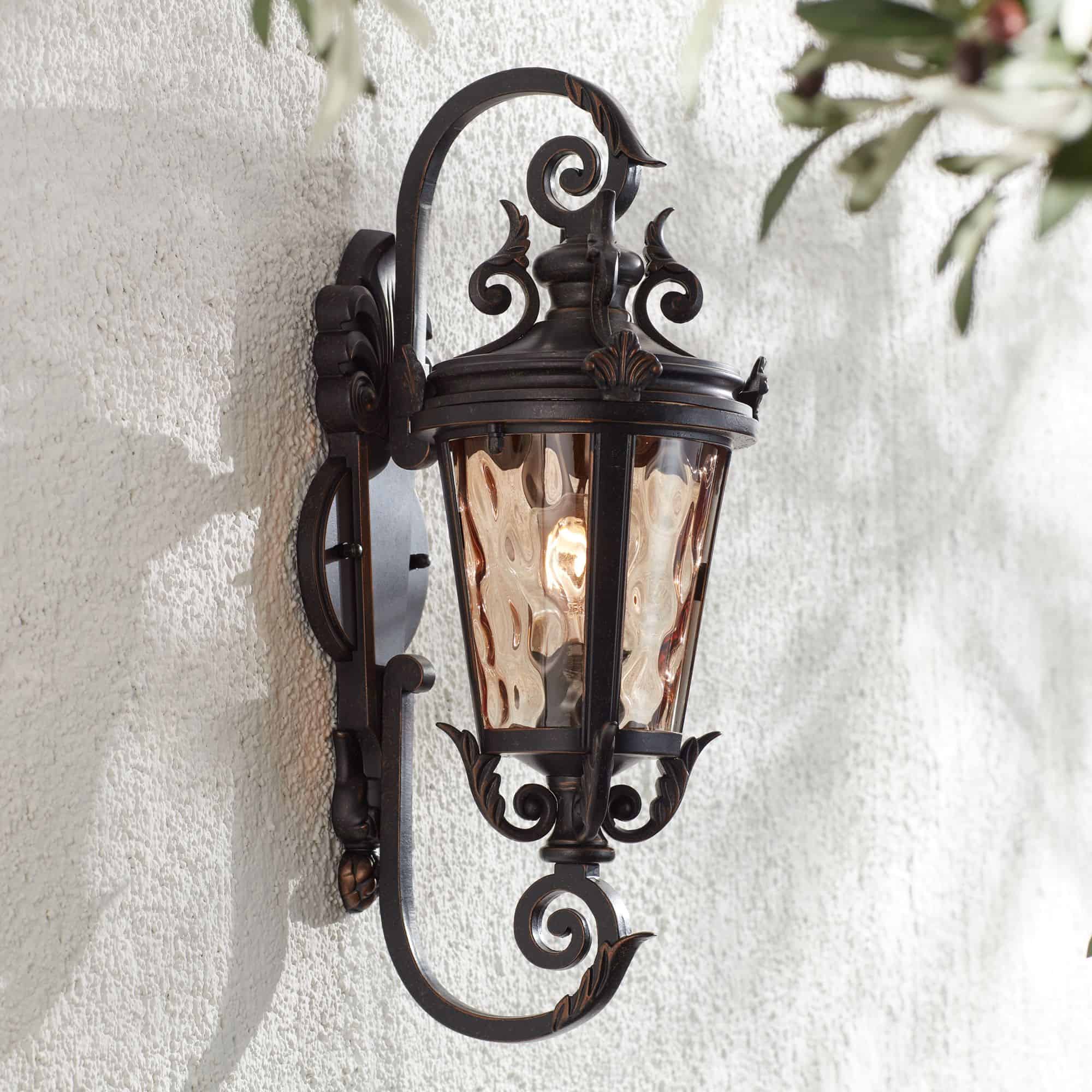 John Timberland Casa Marseille 19" Bronze Scroll Outdoor Wall Light