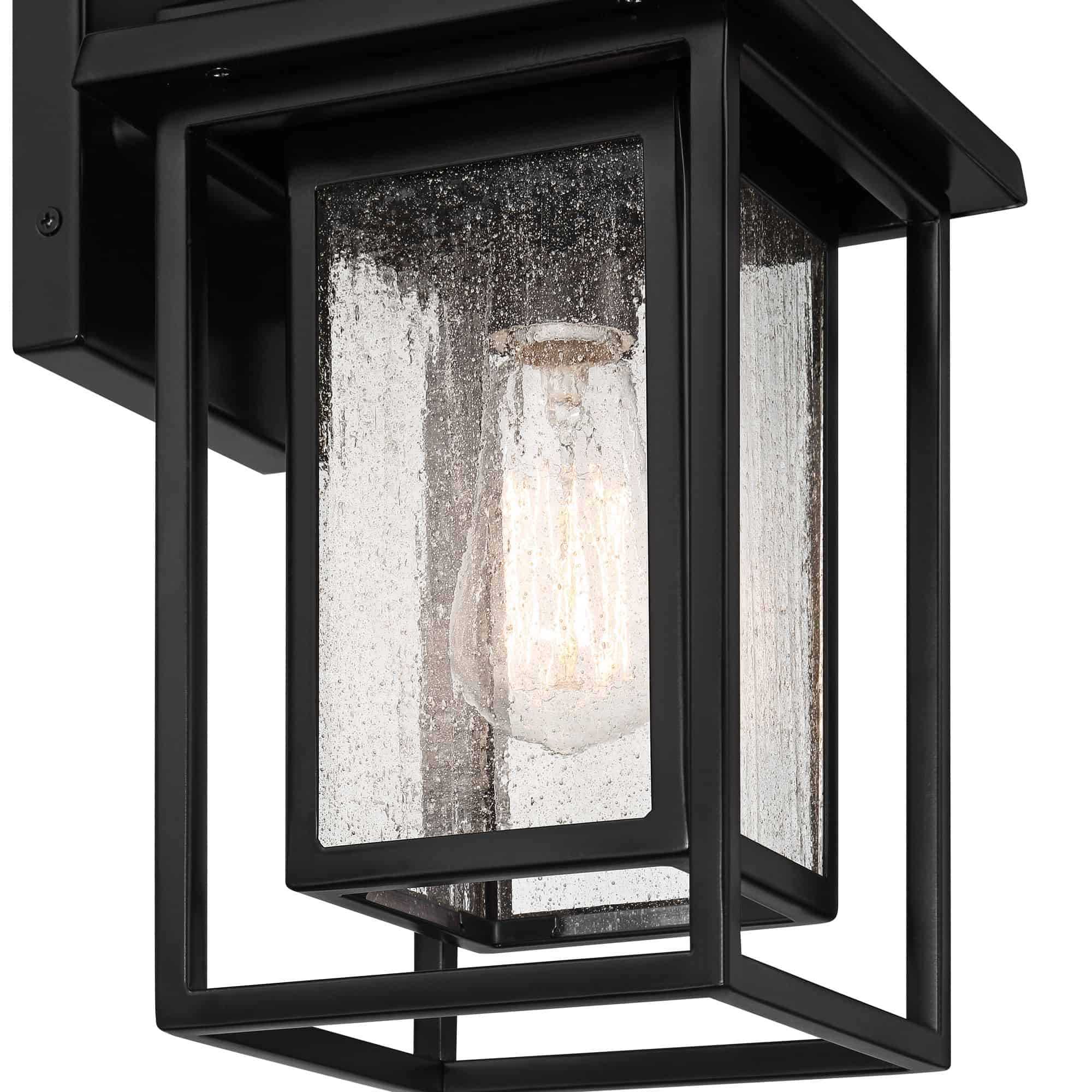 John Timberland Cecile 15 1/4" Black Box Lantern Outdoor Wall Light