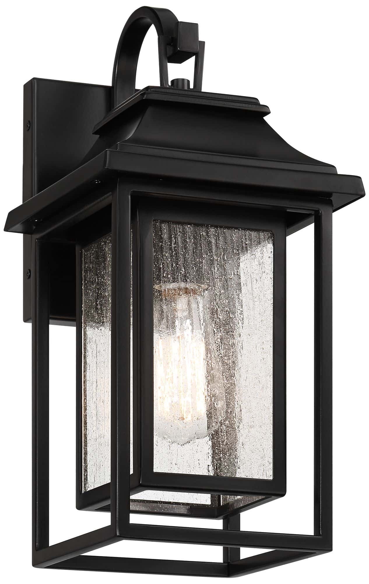 John Timberland Cecile 15 1/4" Black Box Lantern Outdoor Wall Light
