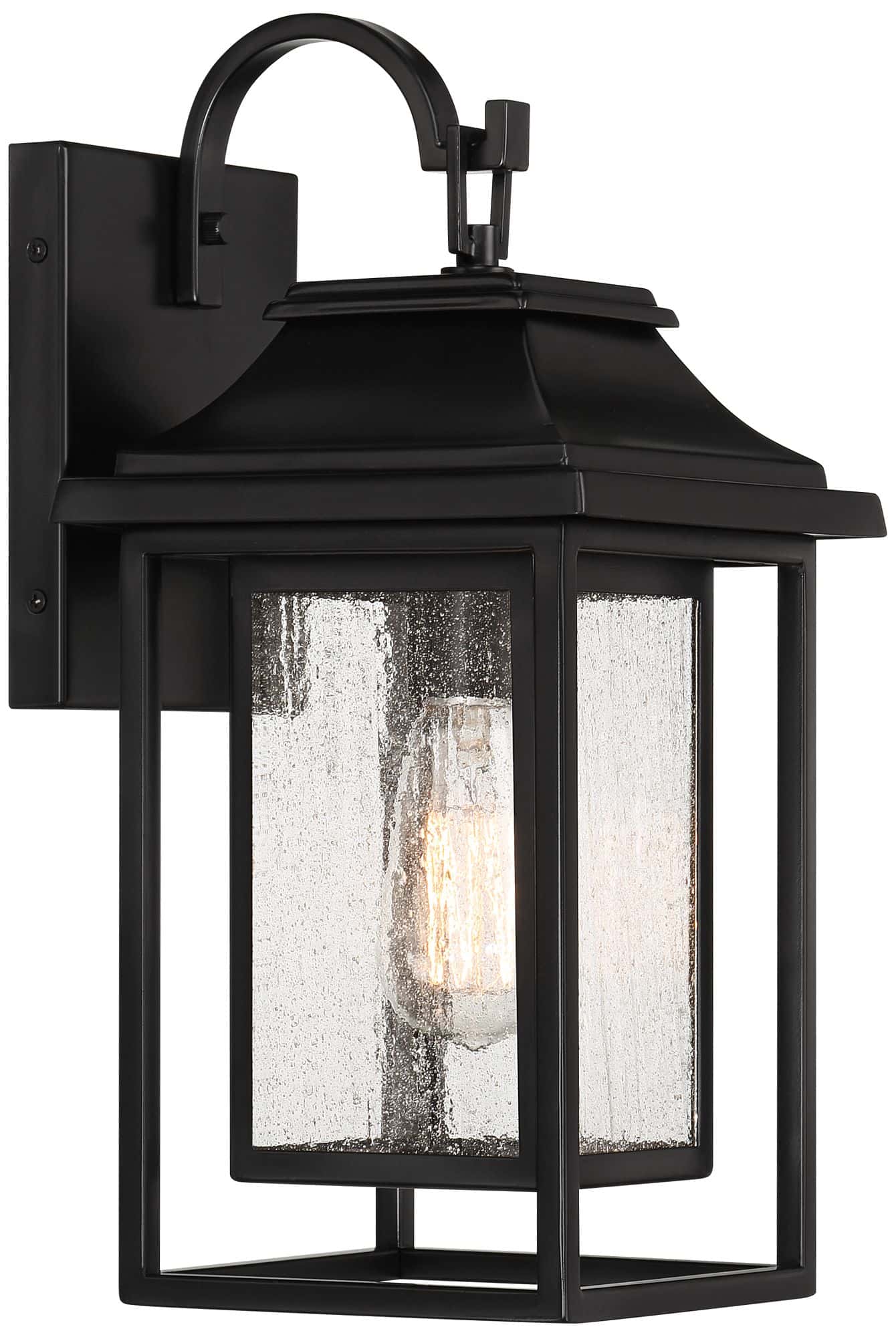 John Timberland Cecile 15 1/4" Black Box Lantern Outdoor Wall Light