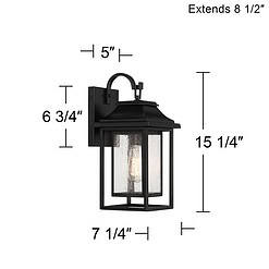 John Timberland Cecile 15 1/4" Black Box Lantern Outdoor Wall Light