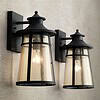 John Timberland Clement 15" Black Outdoor Wall Lantern Lights Set of 2