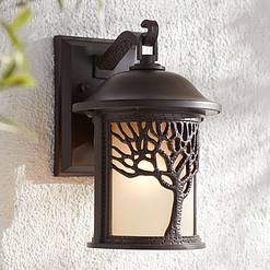 John Timberland Mission Oak Tree 12 1/4" Bronze Outdoor Wall Light