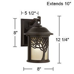 John Timberland Mission Oak Tree 12 1/4" Bronze Outdoor Wall Light