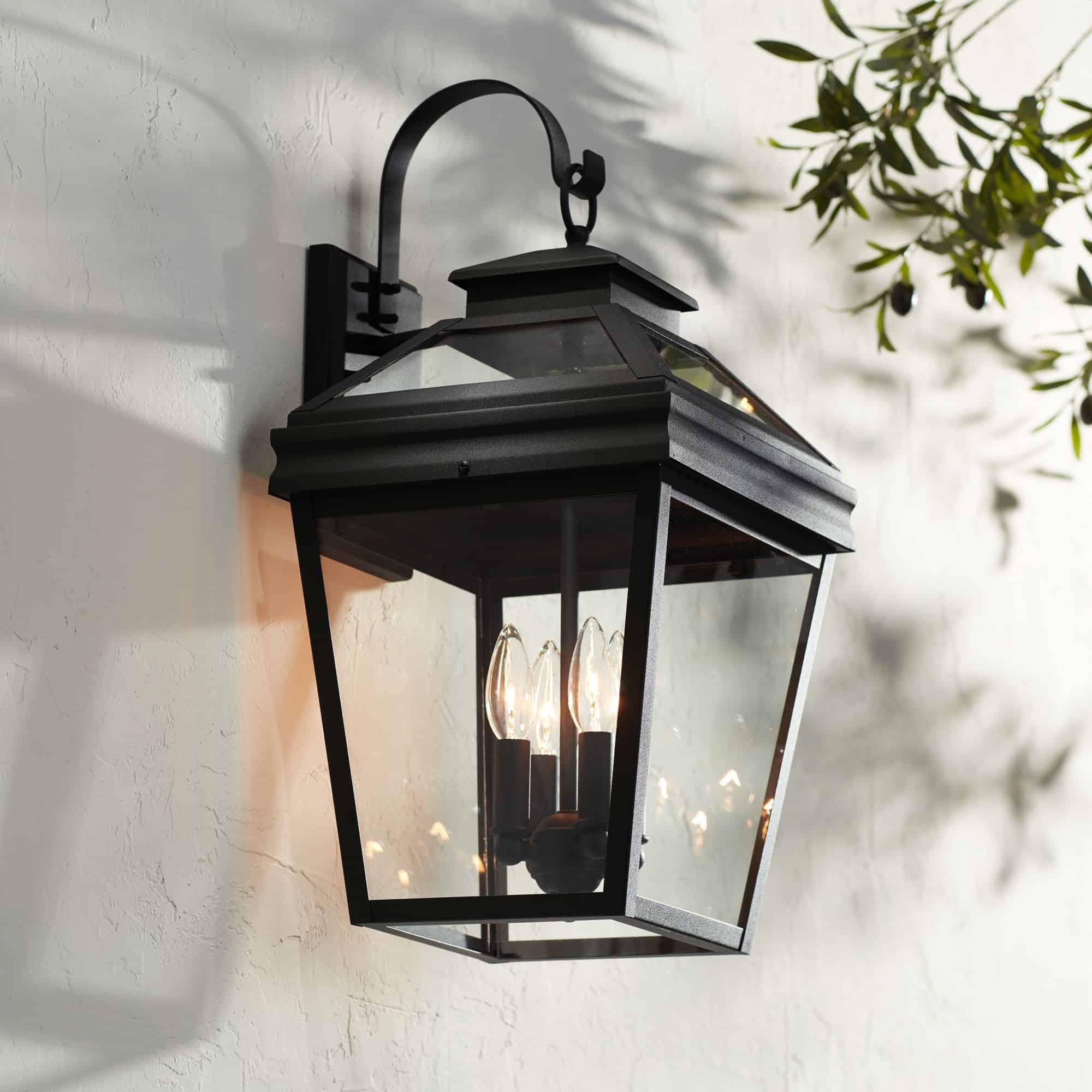 John Timberland Stratton Street 22" Black Outdoor Lantern Wall Light