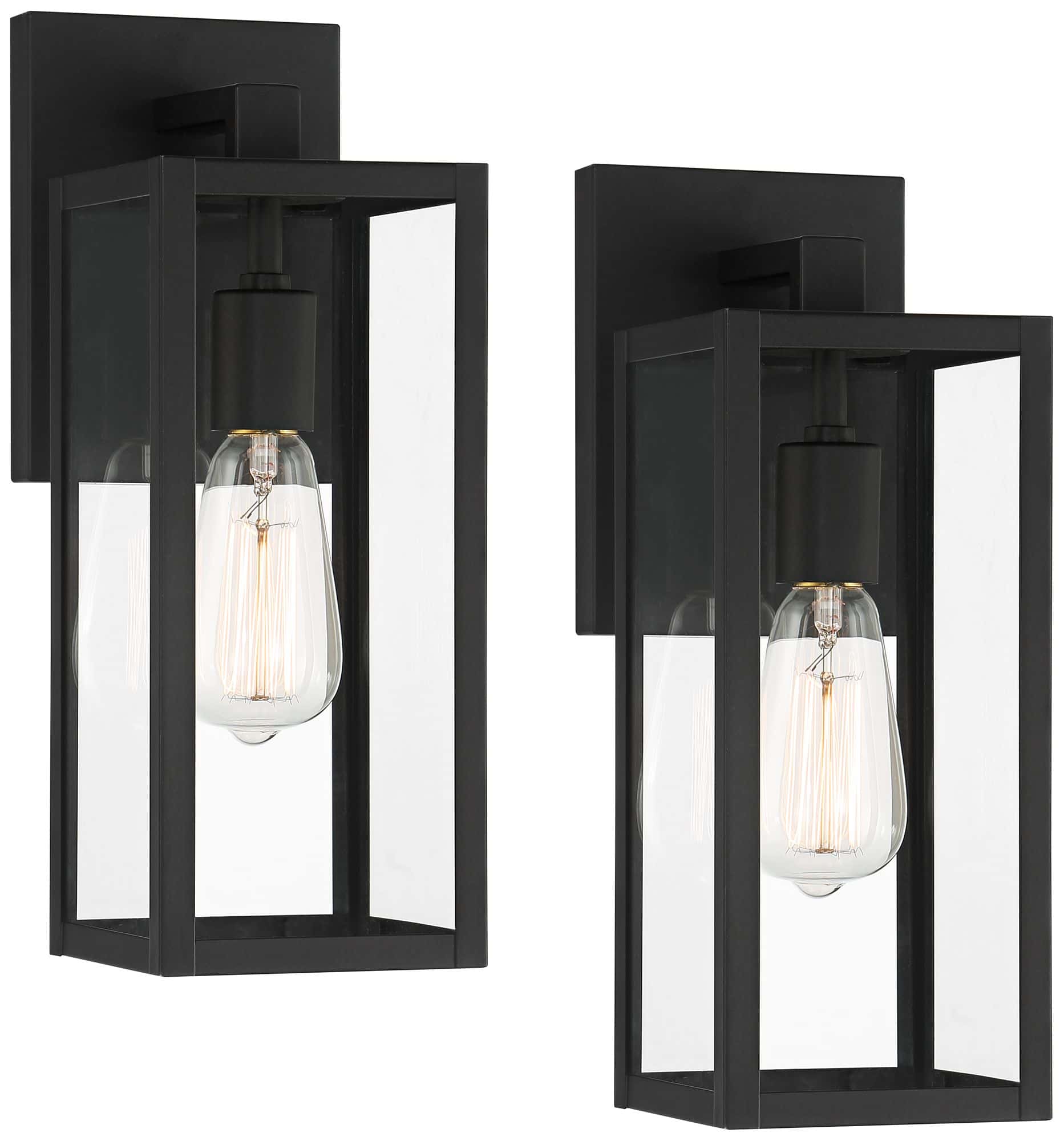 John Timberland Titan 14 1/4" Mystic Black Outdoor Lights Set of 2