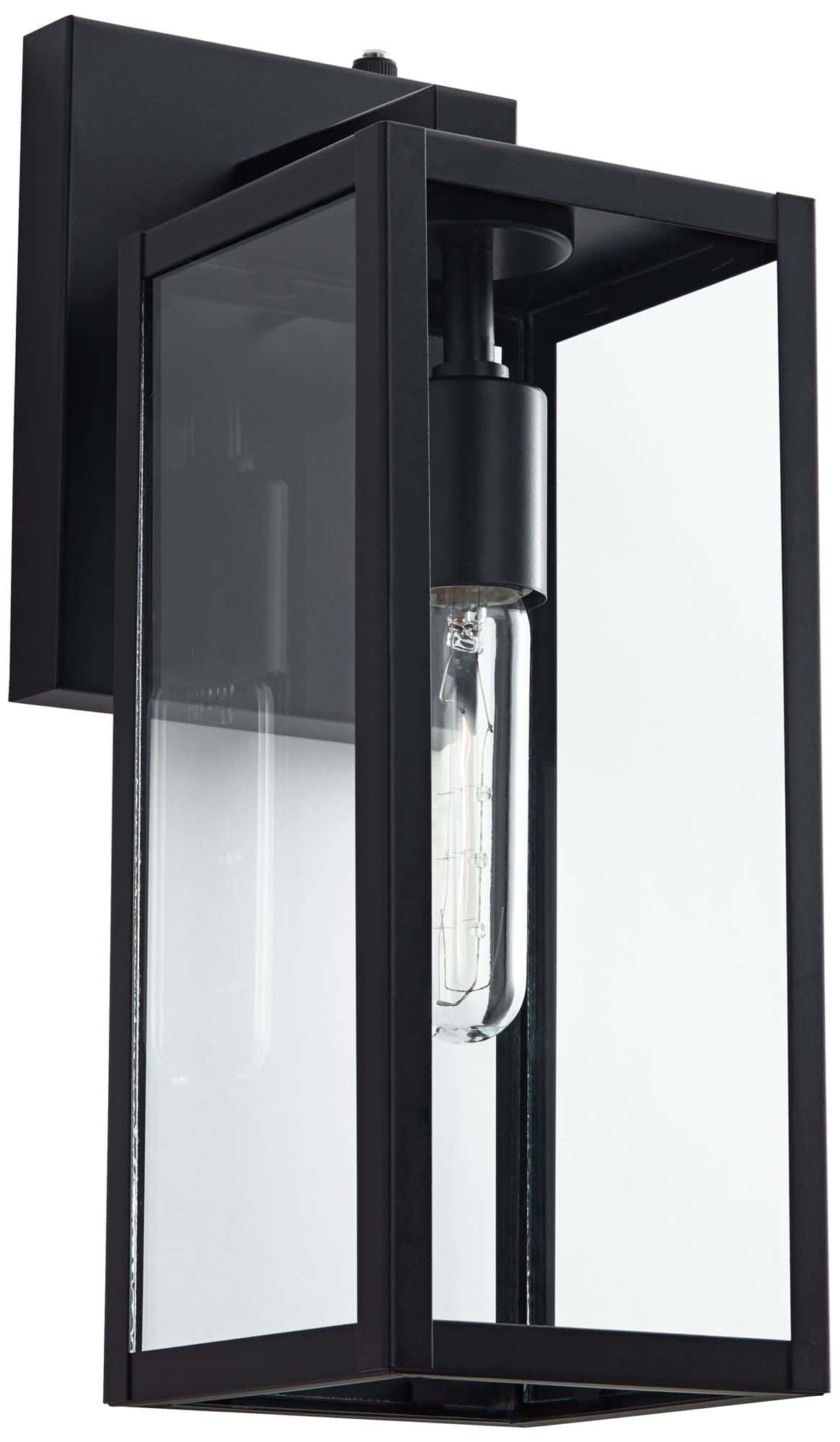 John Timberland Titan 14" Black Dusk to Dawn Outdoor Lights Set of 2