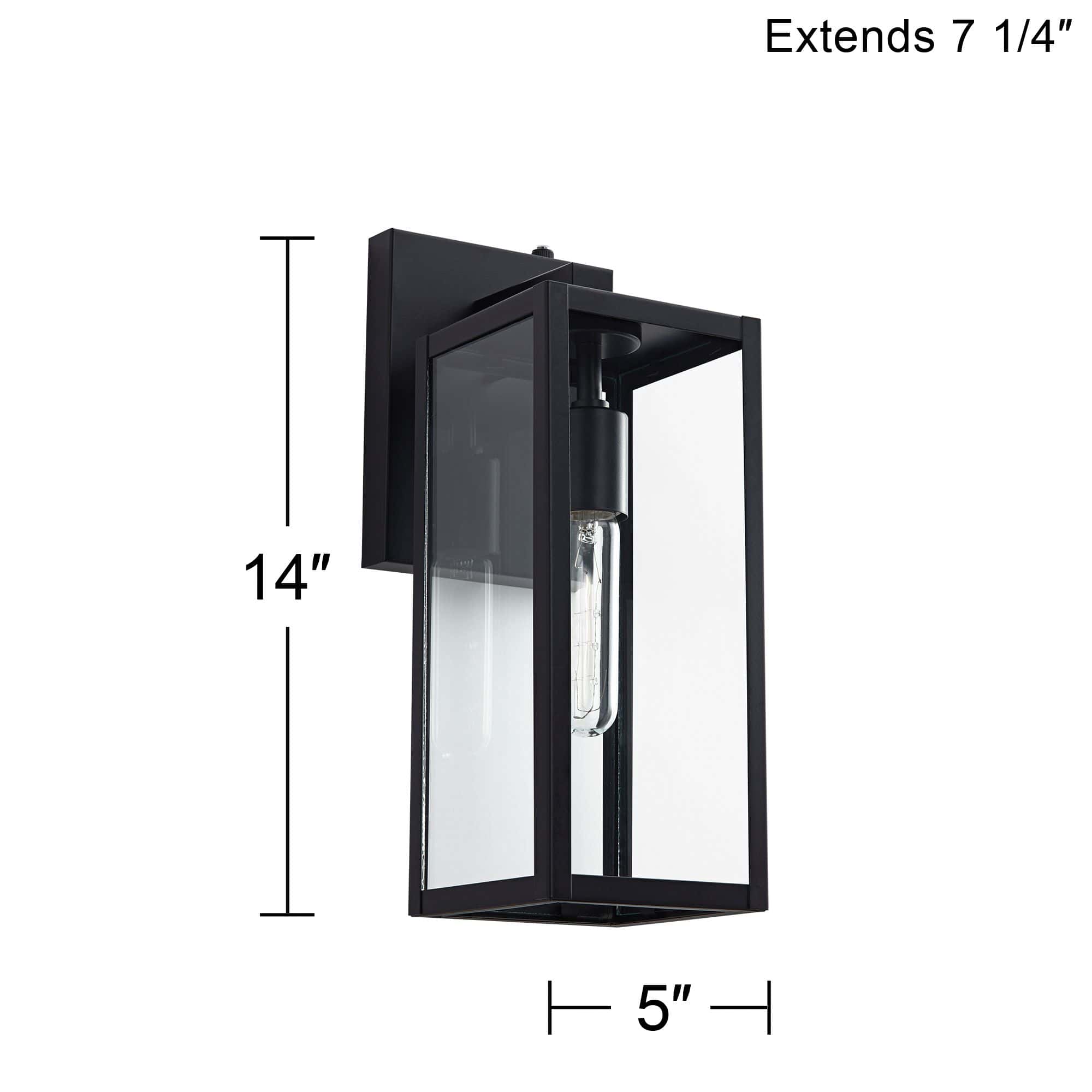 John Timberland Titan 14" Black Dusk to Dawn Outdoor Lights Set of 2