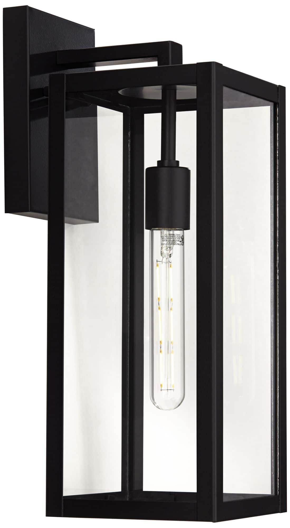 John Timberland Titan 17" Mystic Black Outdoor Wall Lights Set of 2