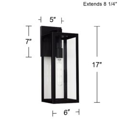 John Timberland Titan 17" Mystic Black Outdoor Wall Lights Set of 2