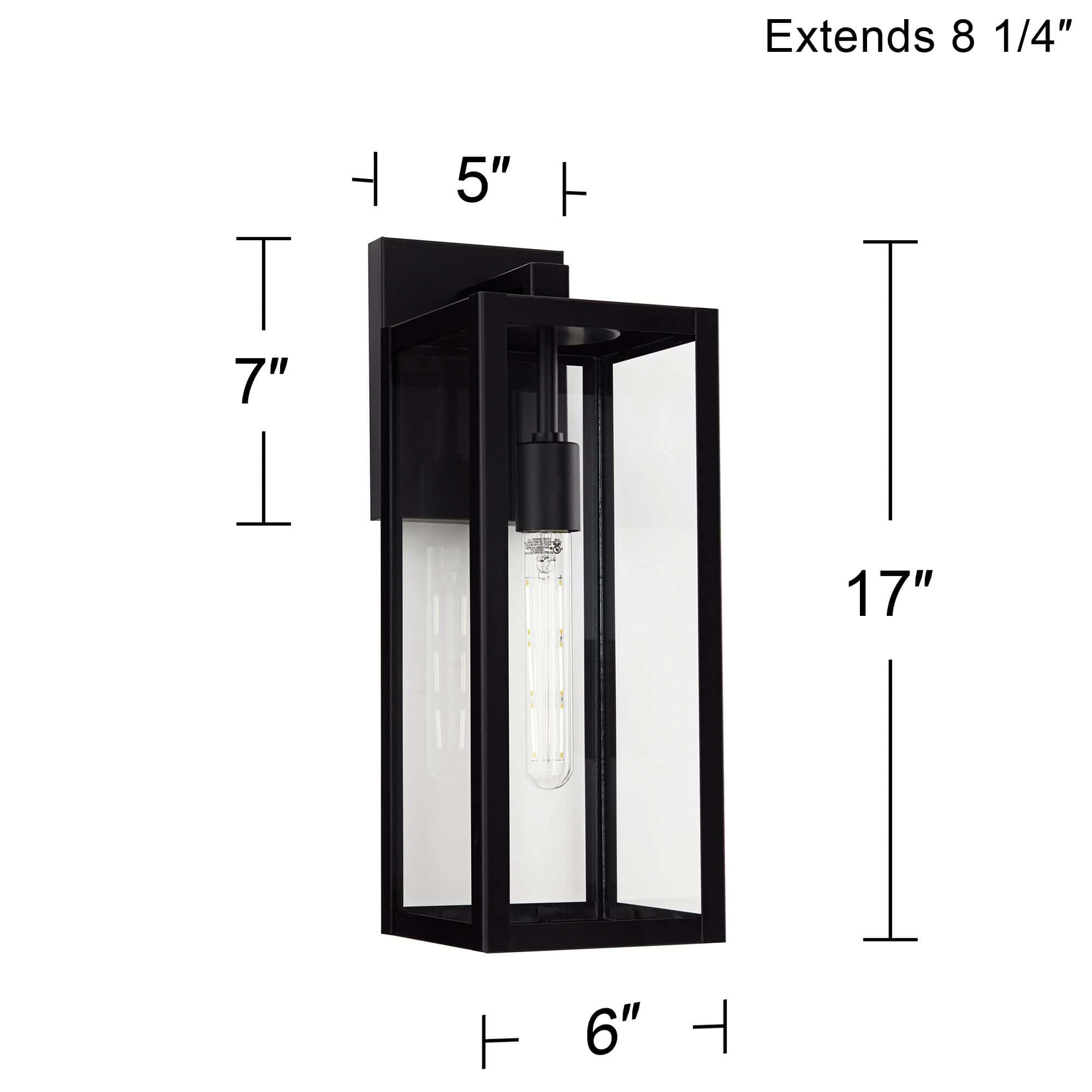 John Timberland Titan 17" Mystic Black Outdoor Wall Lights Set of 2
