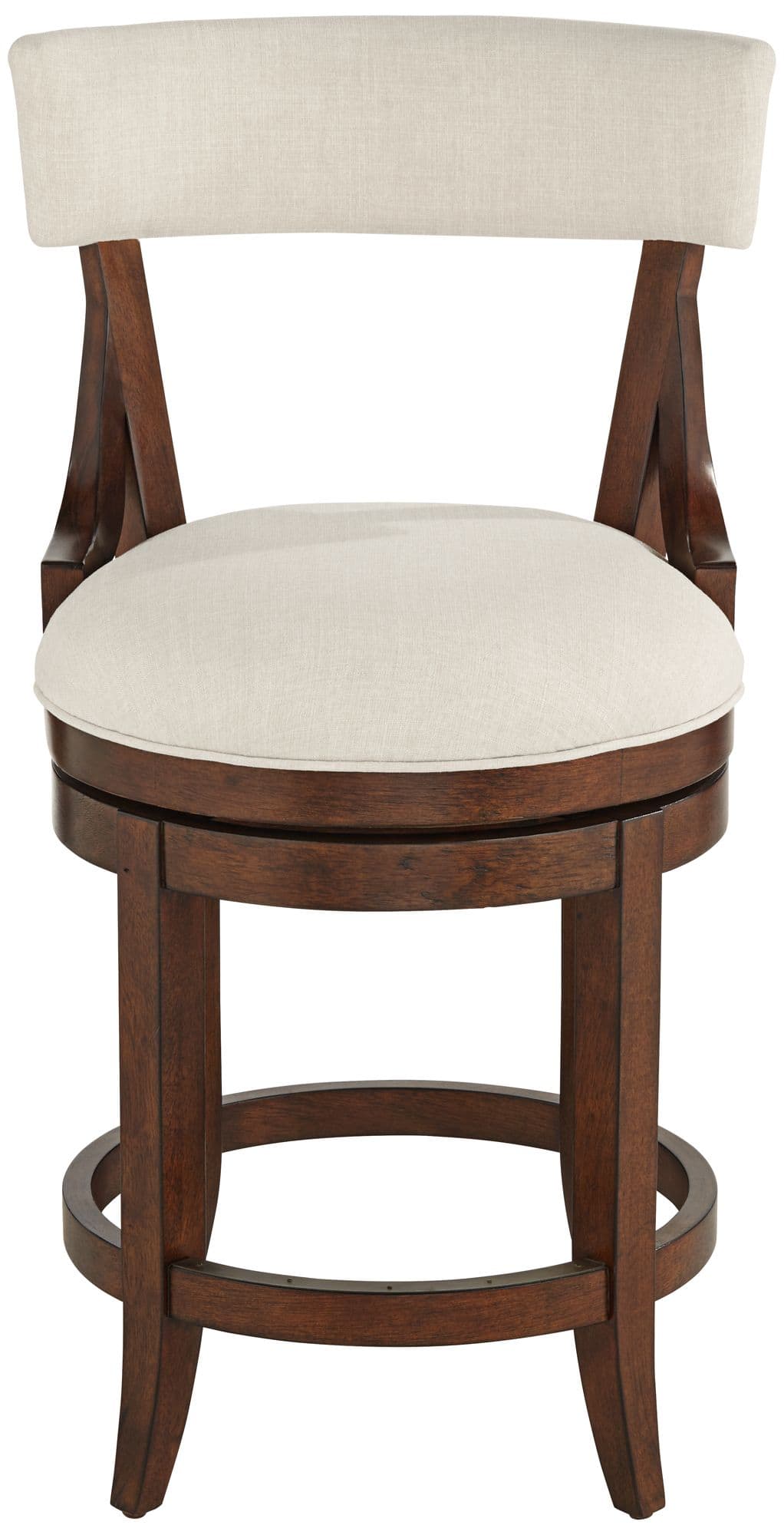 55 Downing Street Lev 24" High Distressed Walnut Linen Counter Stool