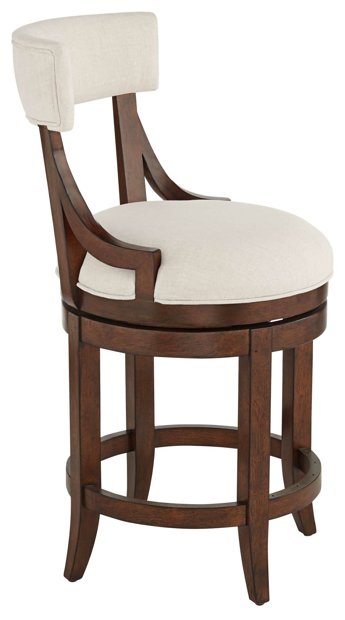 55 Downing Street Lev 24" High Distressed Walnut Linen Counter Stool