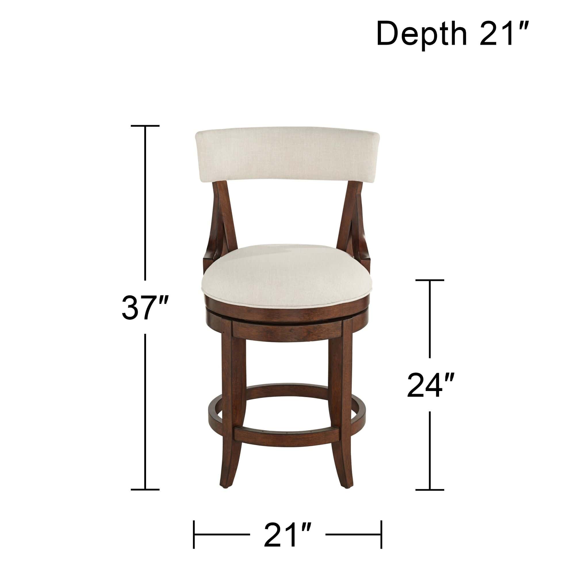55 Downing Street Lev 24" High Distressed Walnut Linen Counter Stool