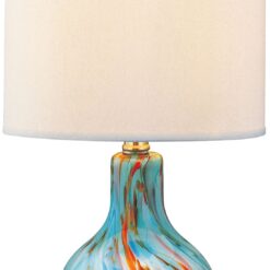 Lite Source 14 1/2" High Pepita Aqua Glass Night Light Table Lamp
